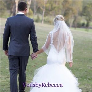 44” fingertip/hip length pure white veil